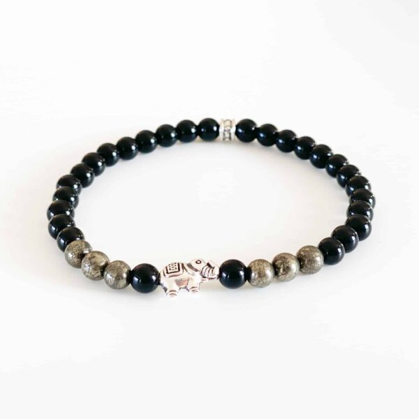Protection & abundance - Pyritt og onyx krystall armbånd for menn