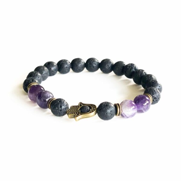 Peaceful Grounding - Ametyst og Lava krystall armbånd