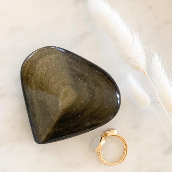 Protection, grounding & growth- Gold sheen Obsidian hjerte