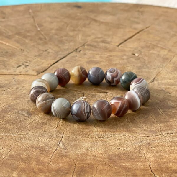 Serenity - Krystall armbånd Botswana agat 12 mm