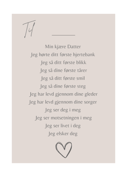 Kort til Min datter