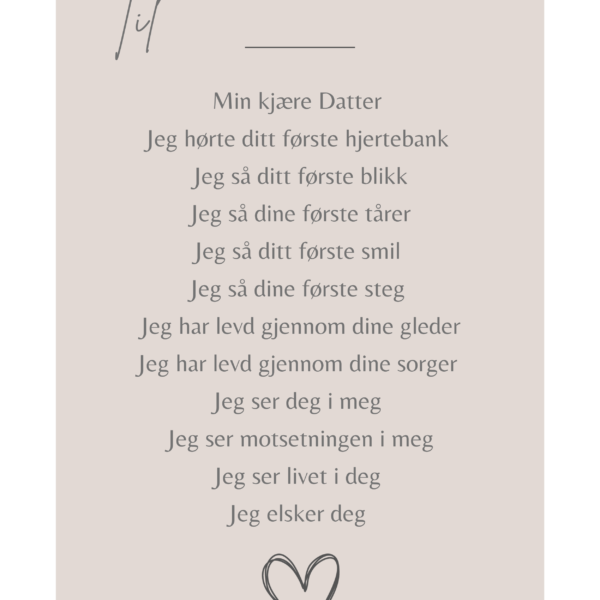 Kort til Min datter