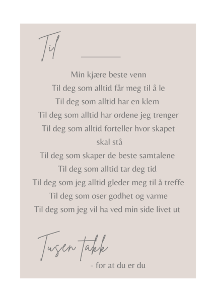 Kort til Bestevennen