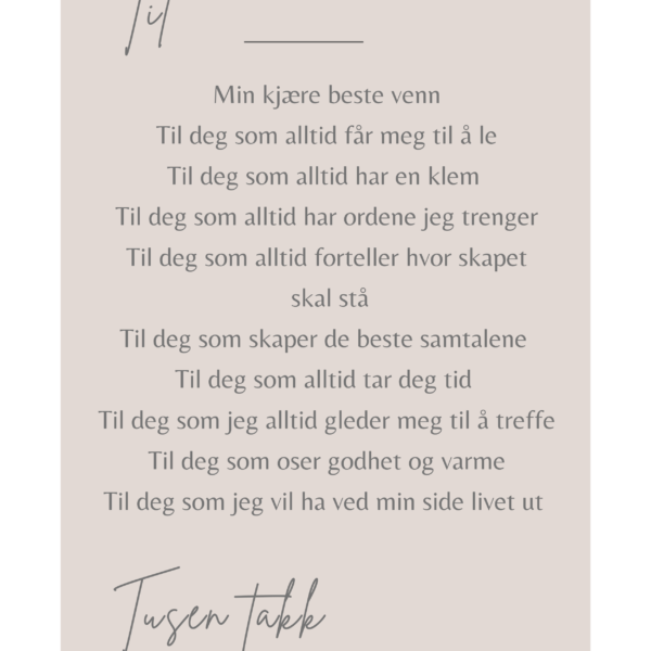 Kort til Bestevennen